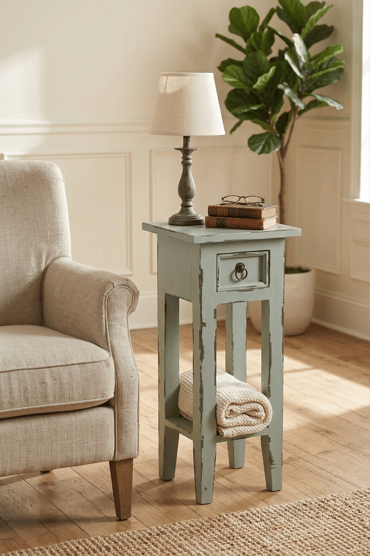 Arizona Tall Distressed Grey Side Table