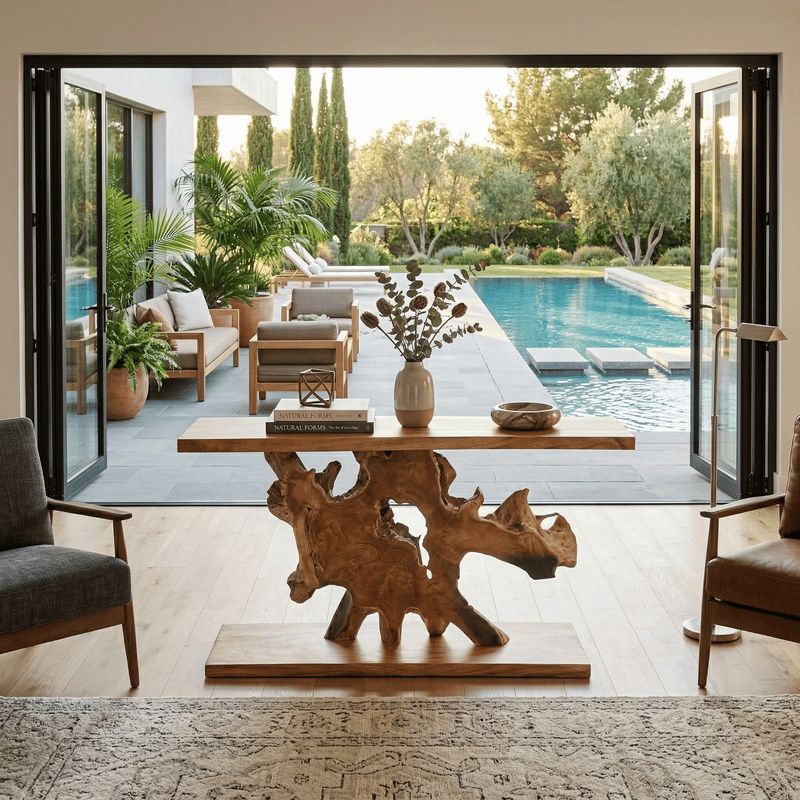 Aramis Brown Teak Console