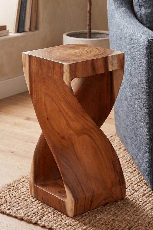 Twist Sugar Wood End Table