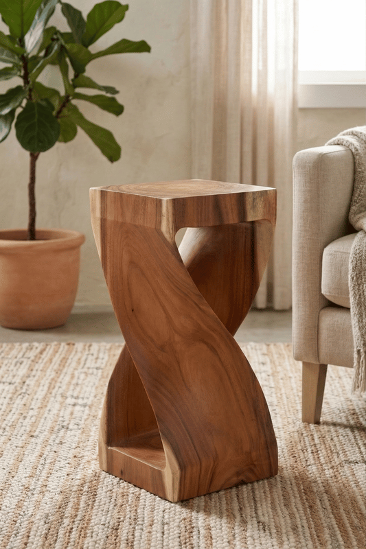 Twist Sugar Wood End Table