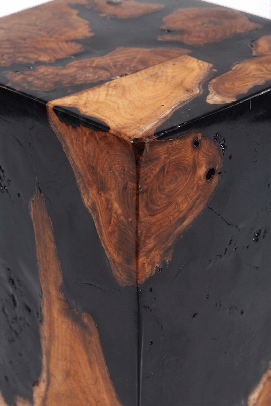 Teak Black Resin End Table