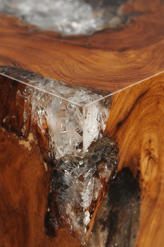 Teak Grey Resin End Table