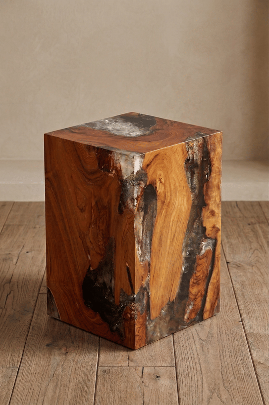 Teak Grey Resin End Table