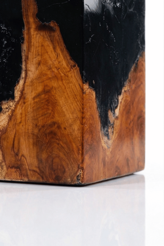 Teak Black Resin End Table