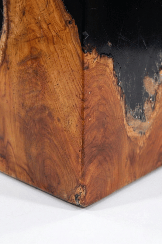 Teak Black Resin End Table