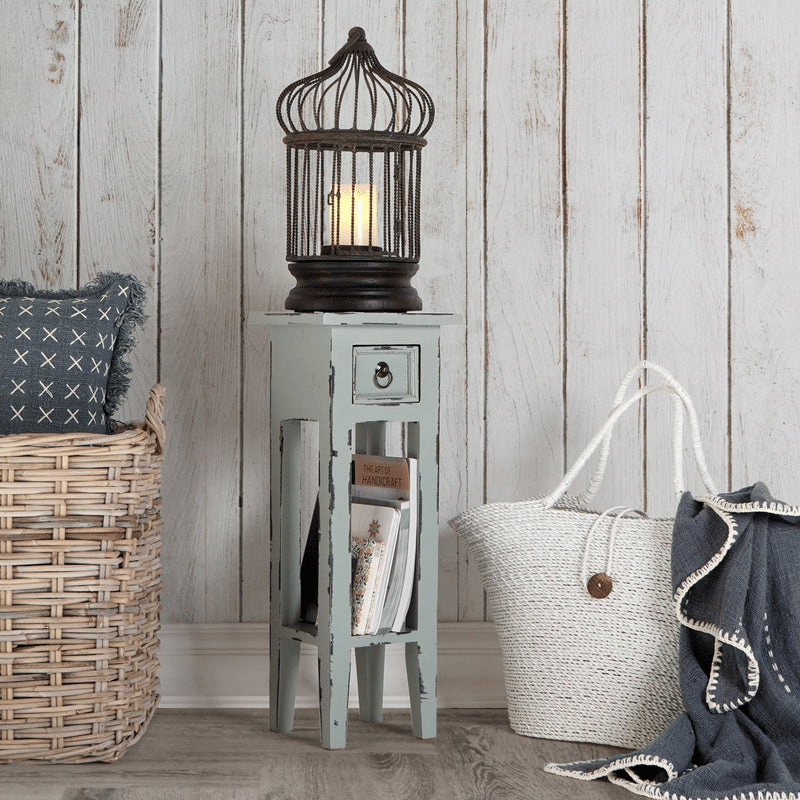 Arizona Tall Distressed Grey Side Table