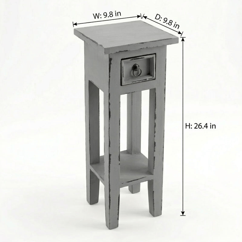 Arizona Tall Distressed Grey Side Table