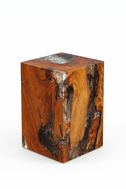 Teak Grey Resin End Table