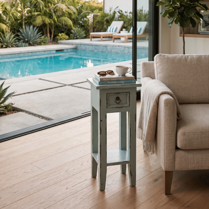 Arizona Tall Distressed Grey Side Table
