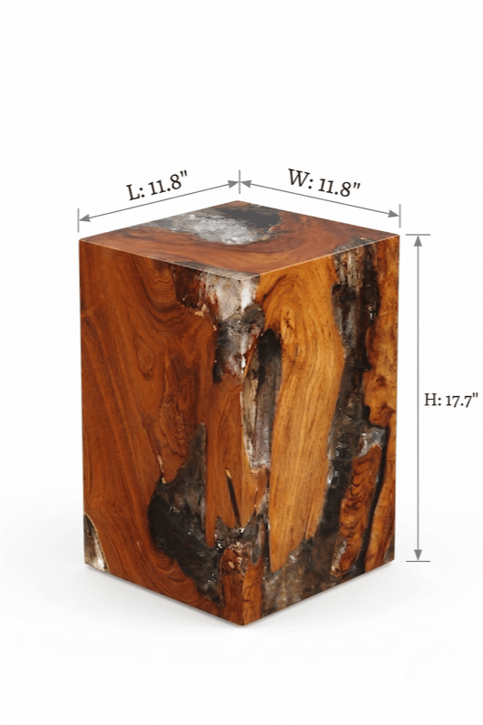Teak Grey Resin End Table