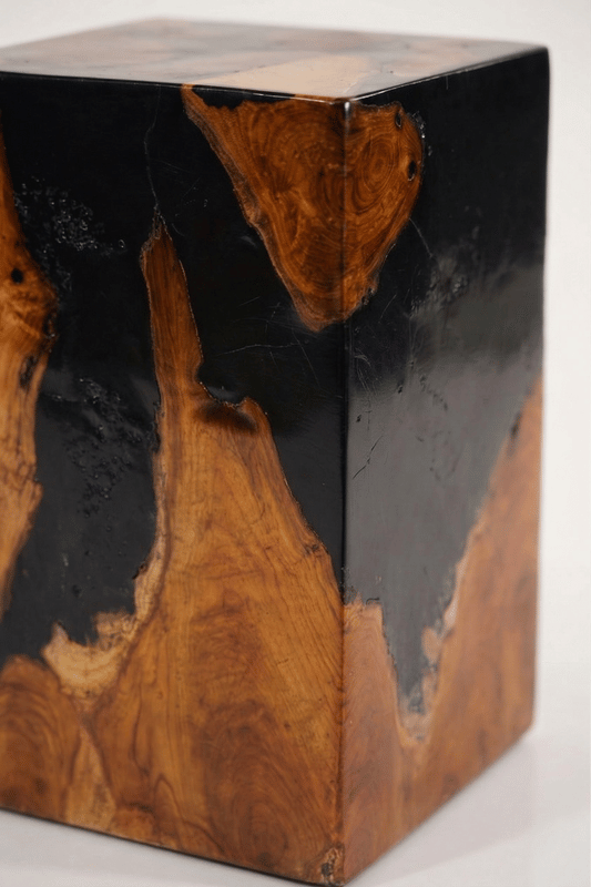 Teak Black Resin End Table