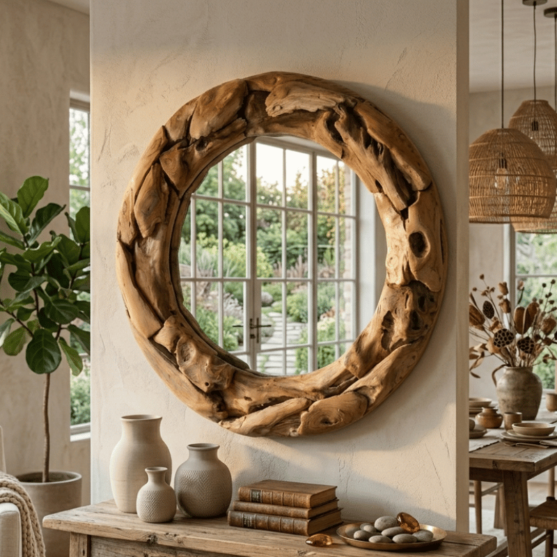 Primitive Round Mirror