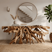 Primitive Teak Root Console