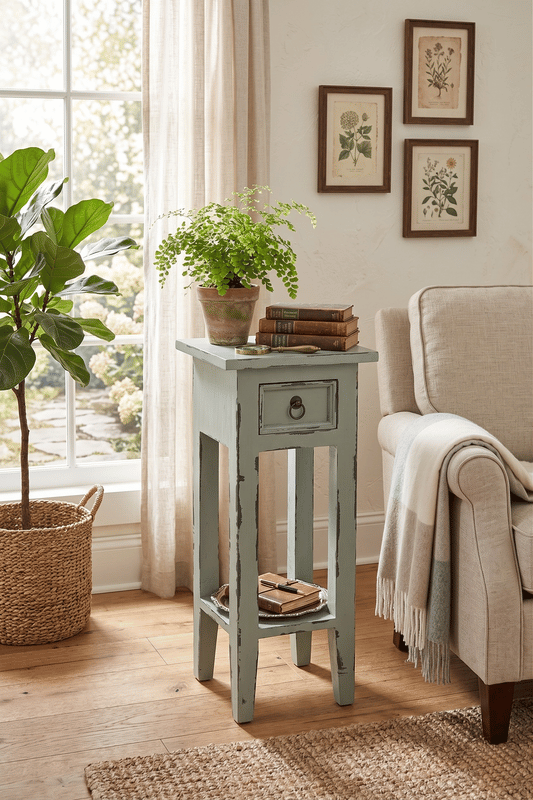 Arizona Tall Distressed Grey Side Table