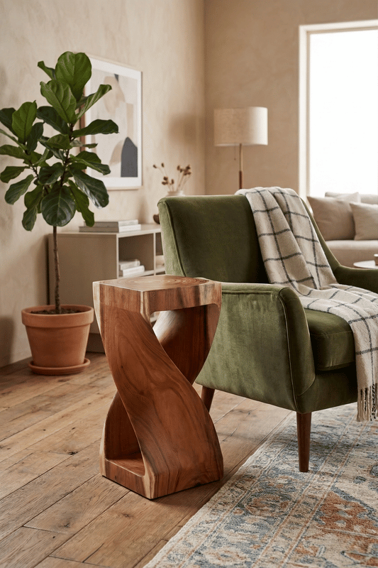 Twist Sugar Wood End Table