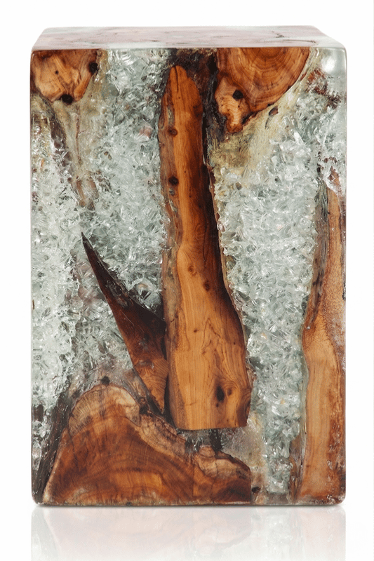 Teak White Resin End Table