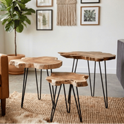3pc Teak Top Coffee Table Set