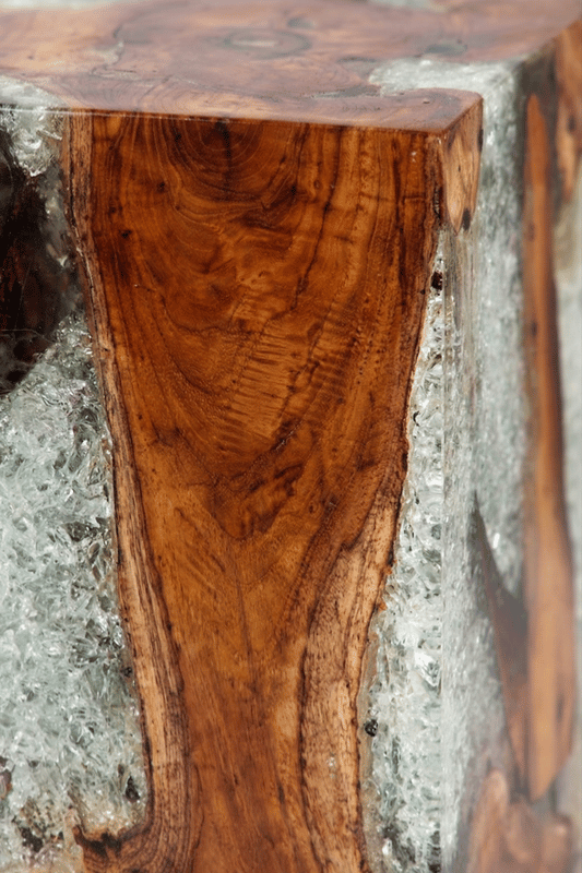 Teak White Resin End Table