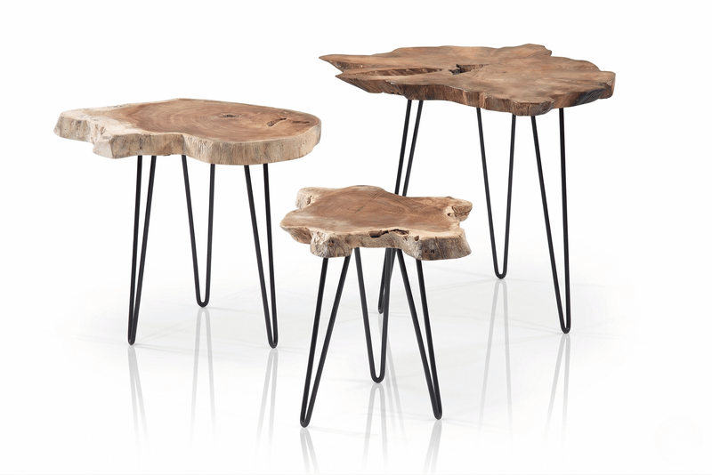 3pc Teak Top Coffee Table Set