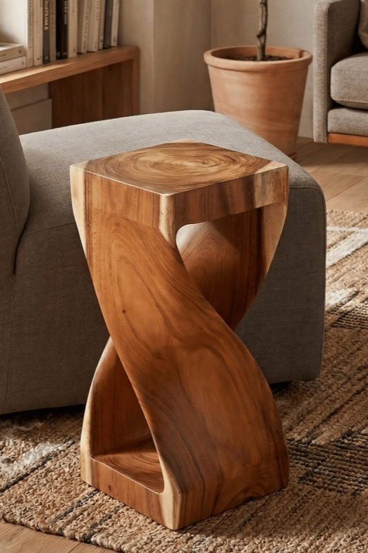 Twist Sugar Wood End Table
