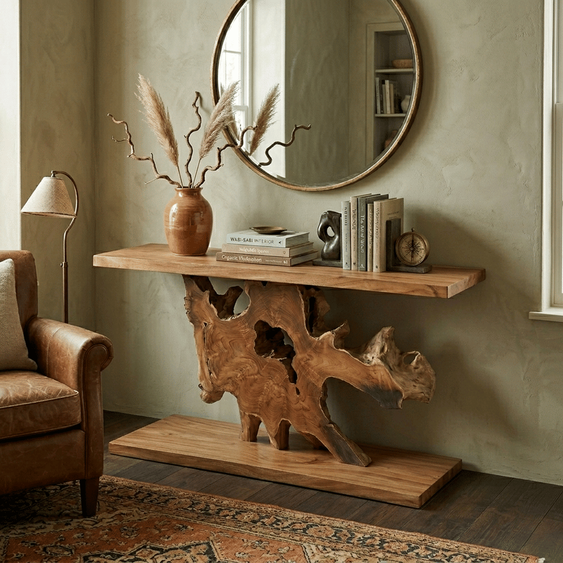 Aramis Brown Teak Console