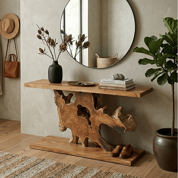 Aramis Brown Teak Console