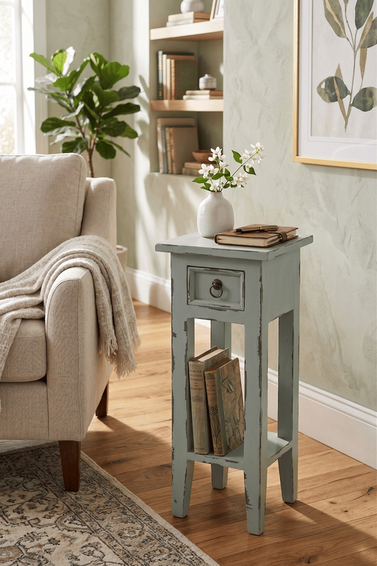 Arizona Tall Distressed Grey Side Table