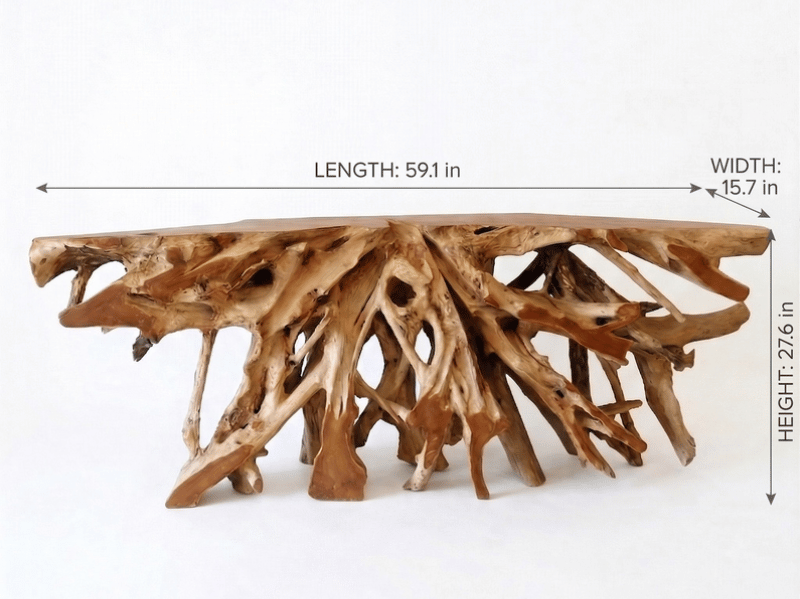 Primitive Teak Root Console