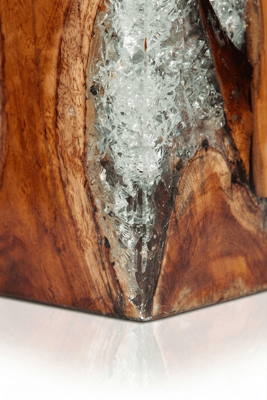 Teak White Resin End Table