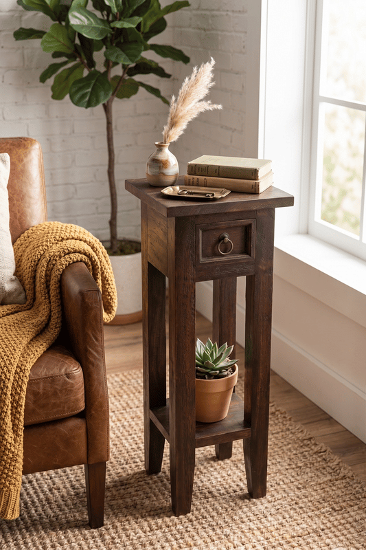 Arizona Tall Dark Brown Side Table