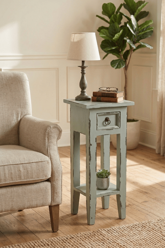 Arizona Tall Distressed Grey Side Table