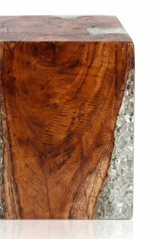 Teak White Resin End Table