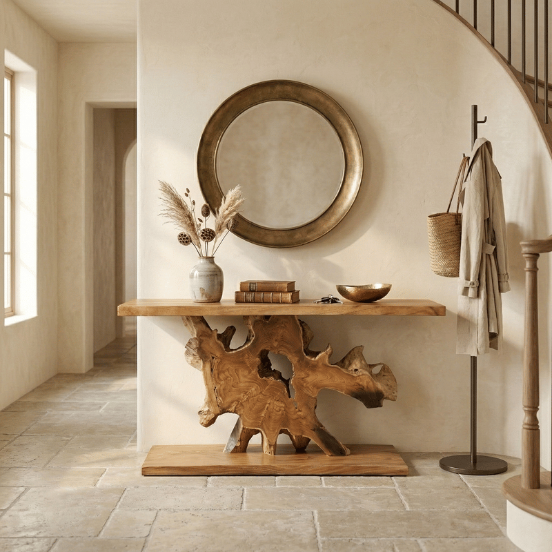 Aramis Brown Teak Console