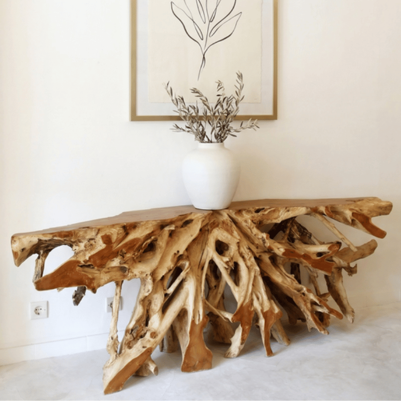 Primitive Teak Root Console