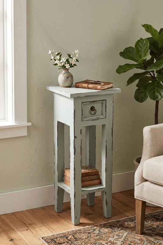 Arizona Tall Distressed Grey Side Table