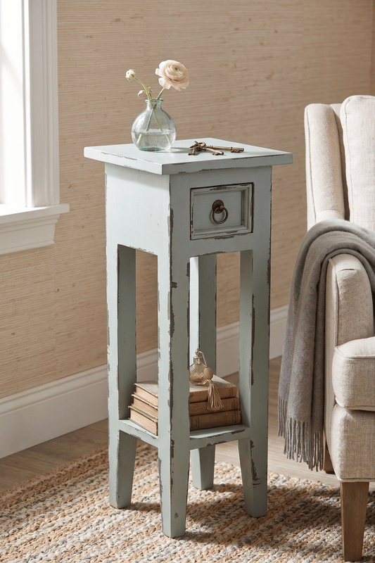 Arizona Tall Distressed Grey Side Table