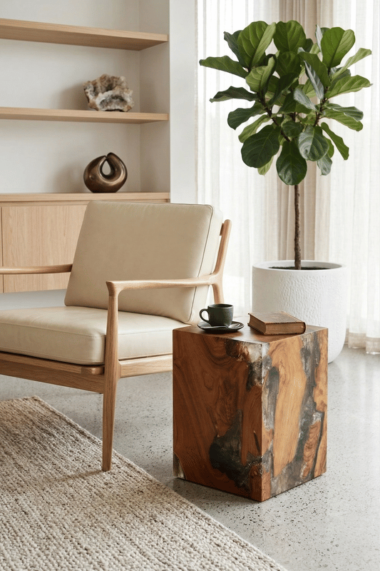Teak Grey Resin End Table